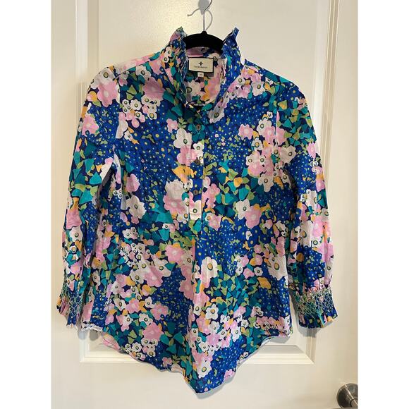 Tuckernuck Teagan Floral Popover Shirt 3/4 Sleeve Top Sz. XS - Picture 1 of 9